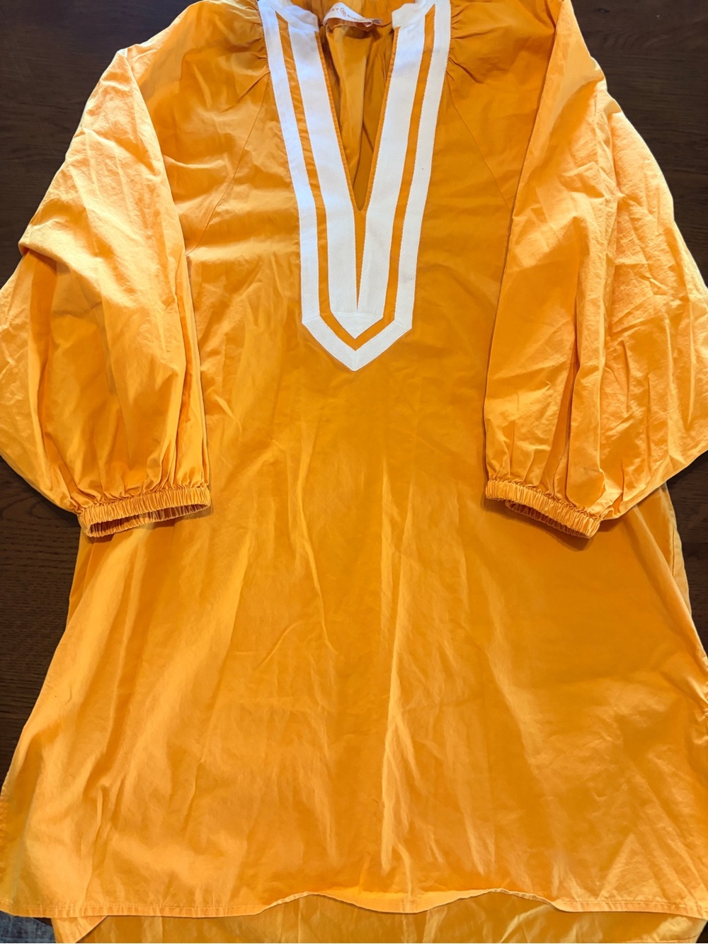 Tory Burch Orange Swim Coverup with White Trim size small